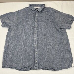 Rochester Mens 100% Linen Button Short‎ Sleeve Shirt 2XLT Blue